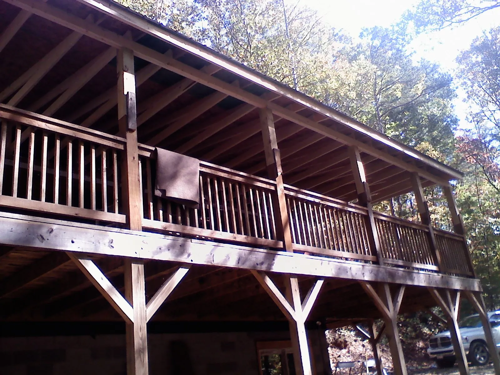Timber framing under a new elevated porch and deck — Roof Leak Repair in Braselton by Roofing Brothers
